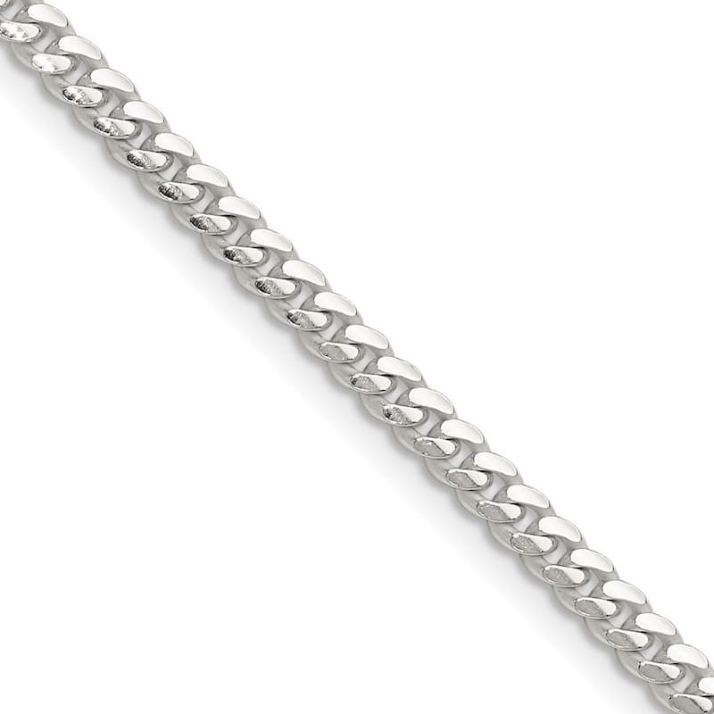 Curata 925 Sterling Silver Polished 3.4mm Domed Curb Chain Necklace for Men