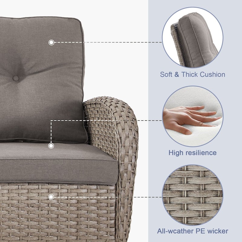 Gymojoy Outdoor Wicker Patio Furniture Sofa Chair Set Weather-Resistant