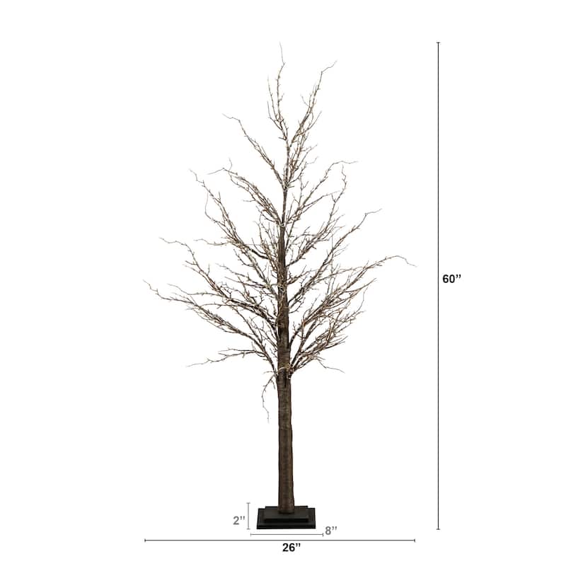 Pre-Lit Brown Twig Artificial Christmas Tree - 5' - Warm White LED Lights
