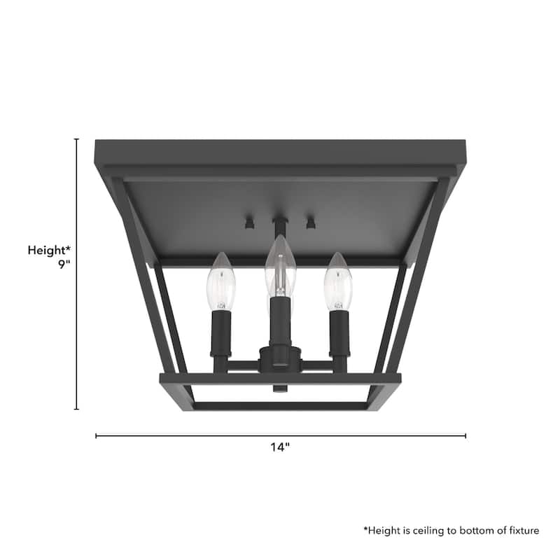 Hunter Laurel Ridge 4-Light Flush Mount Ceiling Light - Entry, Hallyway, Bathroom - Modern Farmhouse, Industrial - Damp Rated!