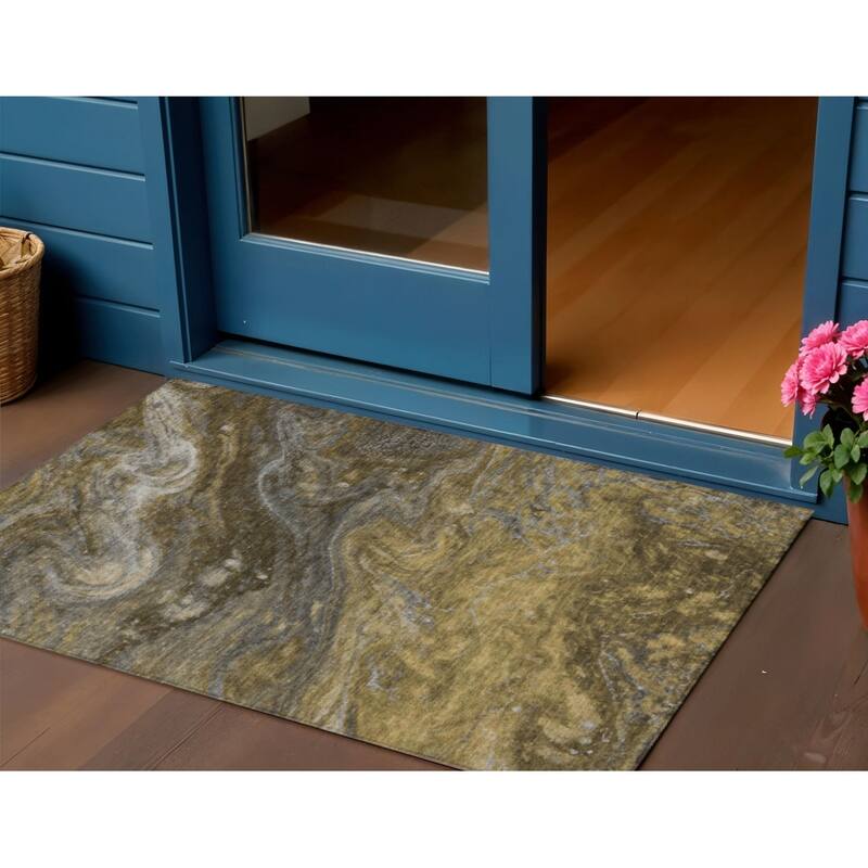 HomeRoots Abstract Transitional Rectangle Outdoor Rug - 3' x 5'