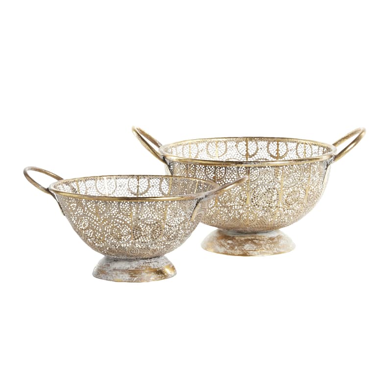 Metal Decorative Bowl - Set of 2 Gold - Roche River Decor