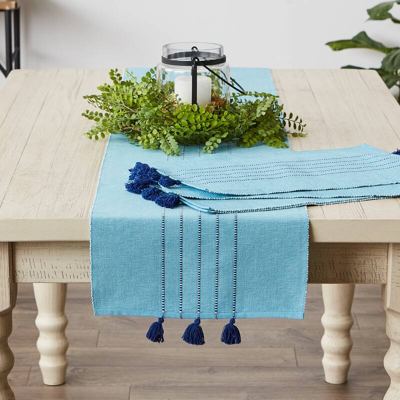 DII Natural Tonal Stripe With Fringe Placemat (Set of 6)