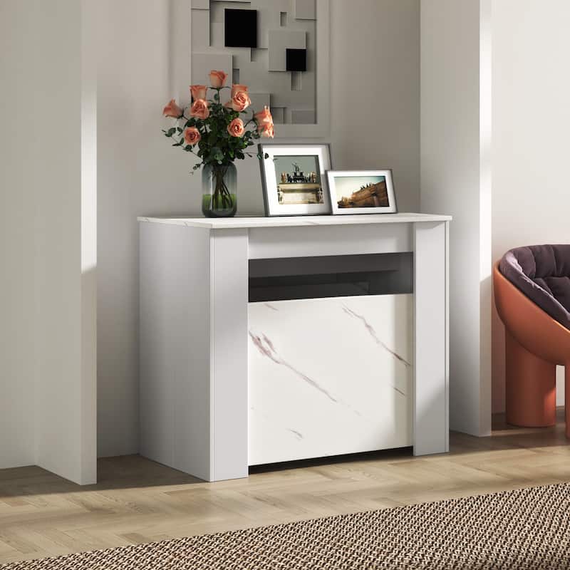 GDFStudio - Lalia Modern Multifunctional Extendable Dining Table with Storage Panels - 118.11"