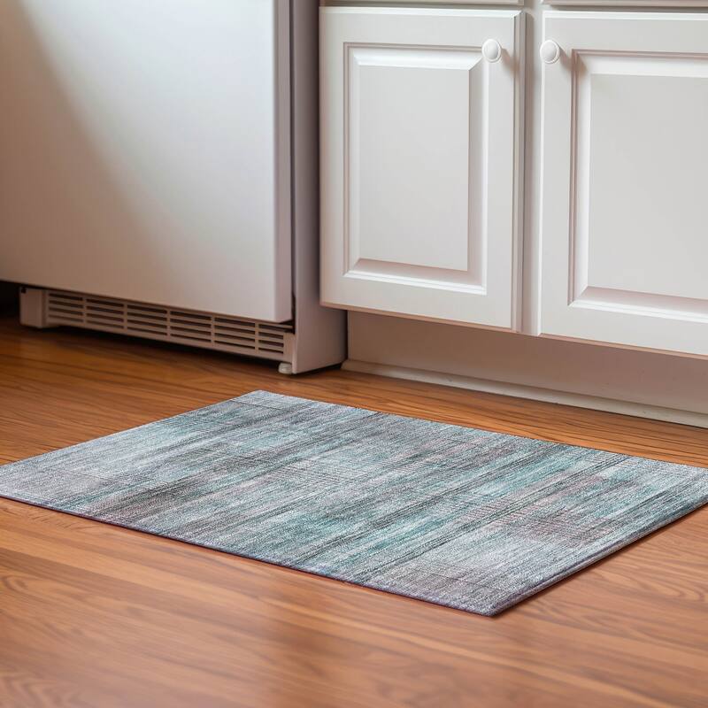 Premium Washable Super Soft Modern Criss Cross Mayfield Rug - Teal - 1' 8" x 2' 6" - Rectangle