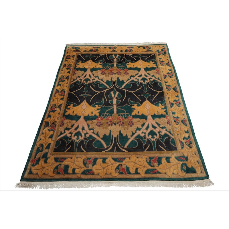 7'8''x10'6'' Hand Knotted Wool Turquoise Tibetan Crafts Plush Pile Rug - 7' 8'' x 10' 6''