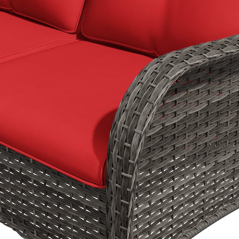 Cozywor 3-Seat Wicker Outdoor Patio Sofa Sectional Couch with Cushions