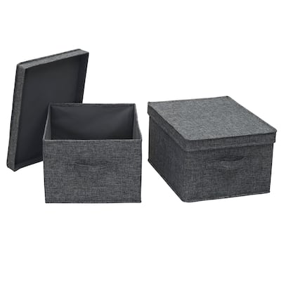 Household Essentials Fabric Storage Bins with Sturdy Sides, Set of 2