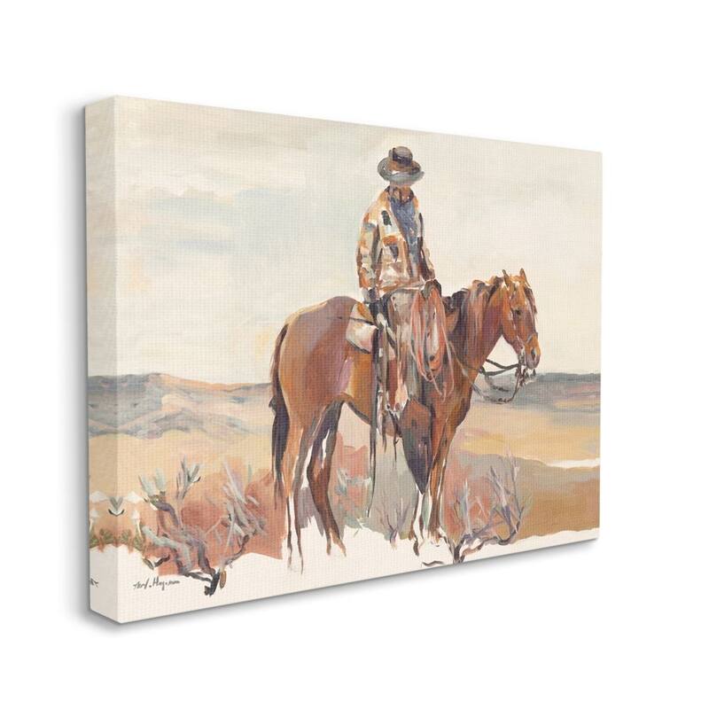 Stupell Cowboy Fields And Farm Western Painting Canvas Wall Art - 24 x 30