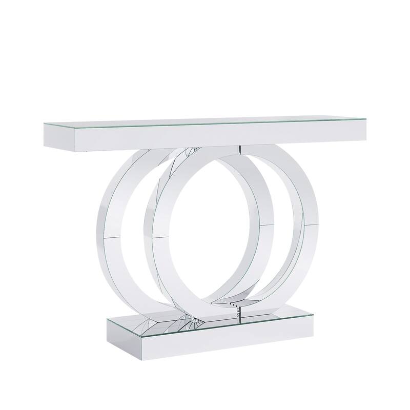55" Console Table,Narrow Entryway Table with Geometric Metal Frame