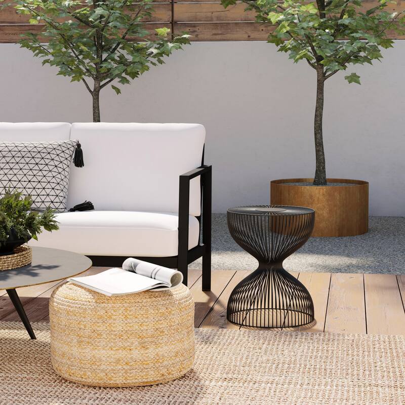 Nicola Outdoor Metal Side Table - Black