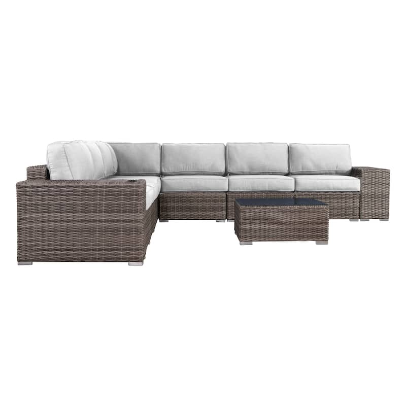 LSI Antibes 10-piece Sectional Set with Cup Holders and Sunbrella Cushions