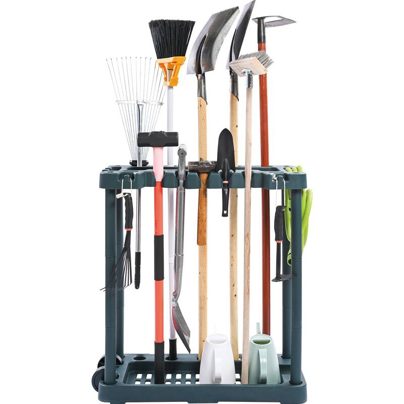 Polypropylene 10 Slots Garden Tool Organizer Tower Rack Ideal for Garage Organization and Storage - 20.5 x 38 x 34.4 in