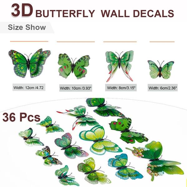 Shop 36pcs 3d Butterfly Wall Stickers Decal Sticker For Room Decoration Green On Sale Overstock 29786871