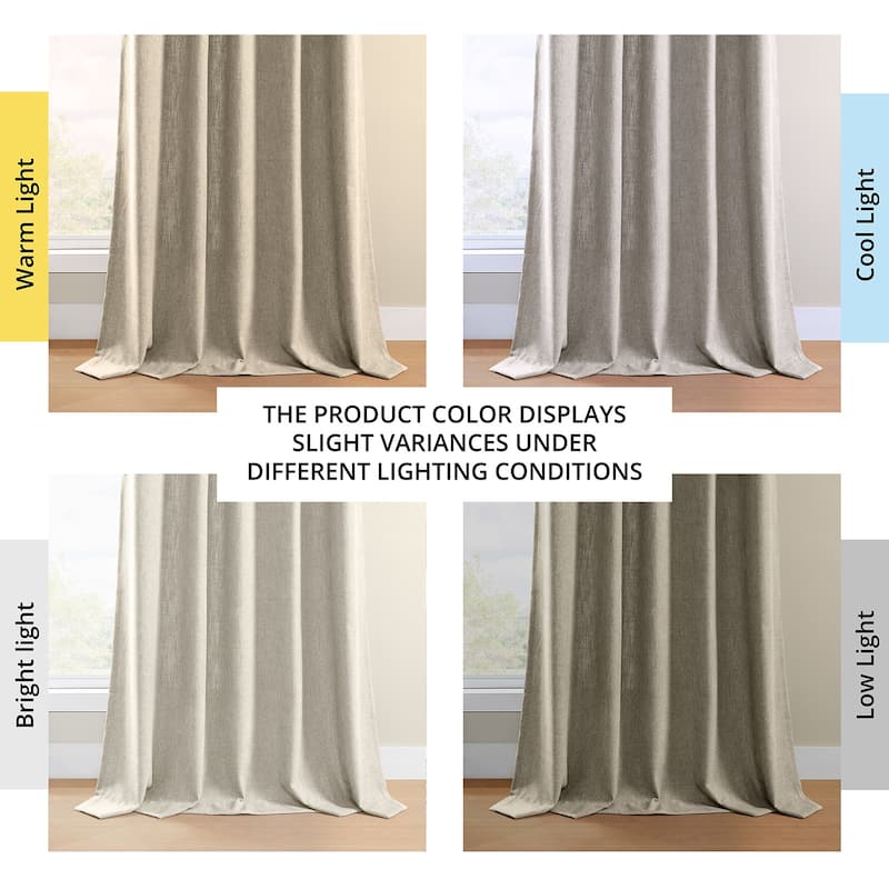 Exclusive Fabrics Basic Faux Linen Curtain Pair - 2 Panels - Light Filtering Window Curtains
