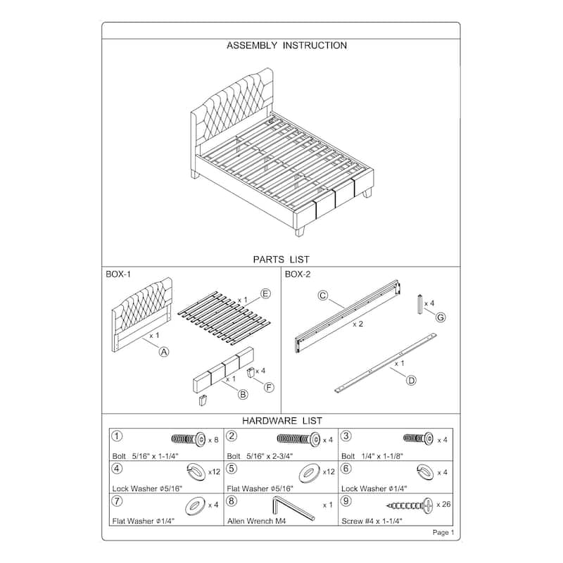 Modern Off-White Faux Leather Tufted Full Size Bed with Upholstered Headboard