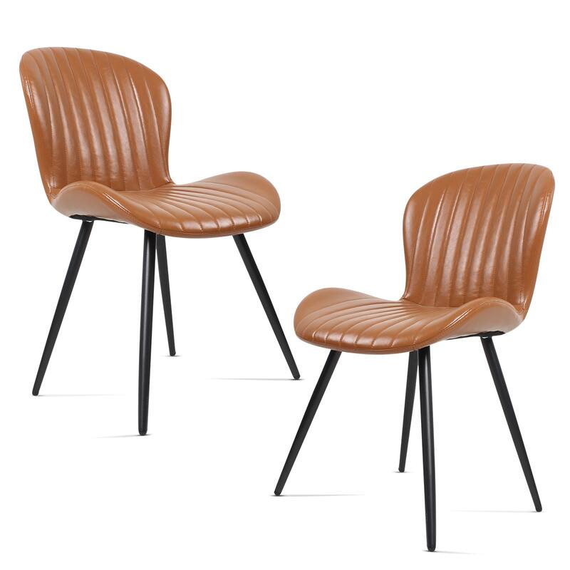 Modern Leather Upholstered Dining Chairs (Set of 2)
