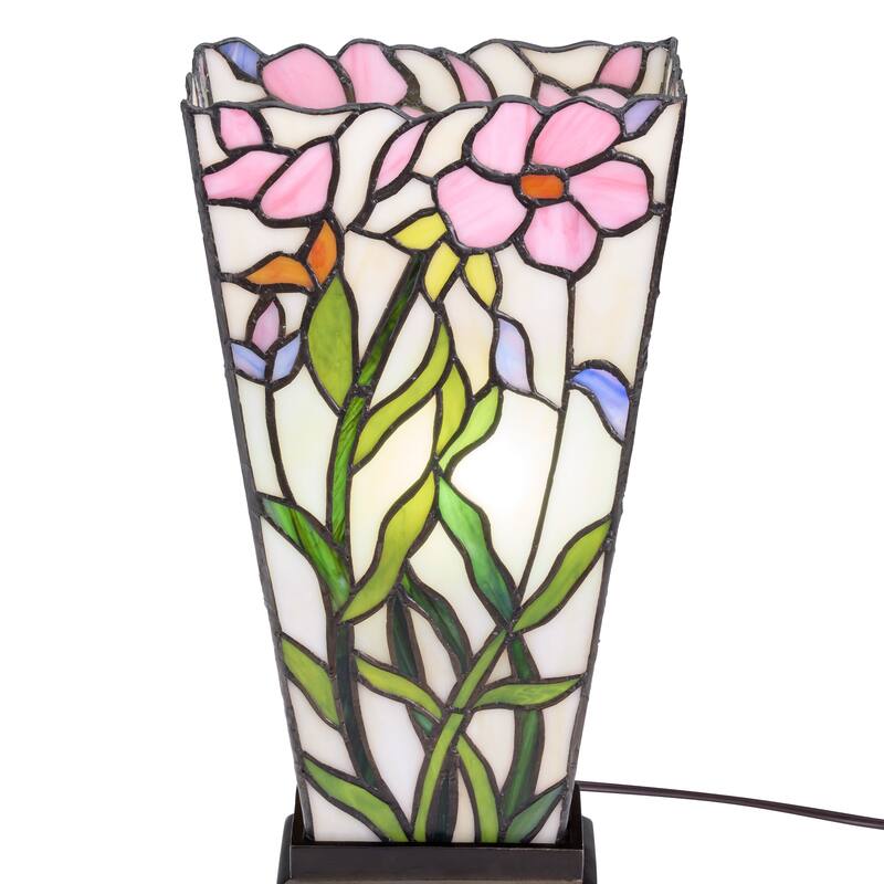 Maison River of Goods Bronze Polyresin and Stained Glass 15.5-Inch Table Lamp - 8.25" x 4.25" x 15.5"