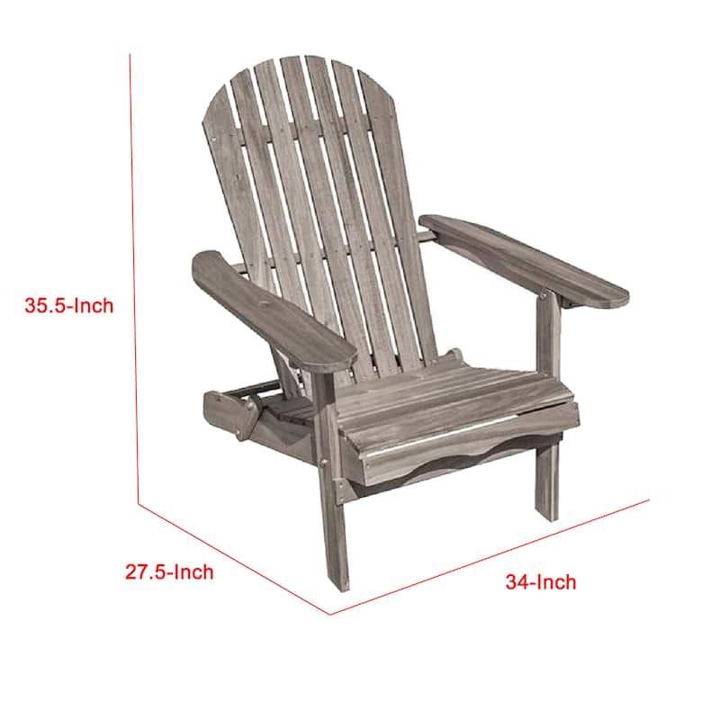 Geli Outdoor Adirondack Chair, Slatted Back, Gray Eucalyptus Wood