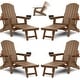 preview thumbnail 38 of 78, WINSOON All Weather HIPS Folding Adirondack Chair with Ottoman, 5-Gear Adjustable Backrest and Retractable Ottoman Set of 4 Teak x4