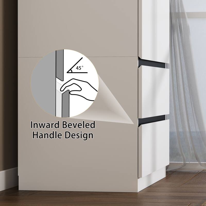 75" Armoire Wardrobe Closet with 2 Drawers, Clothes Organizer Closet with Storage Shelves