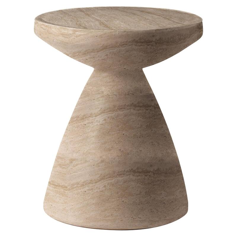 Dune 17-Inch Round Side Table in Fiberstone Accent End Table for Indoor and Outdoor Patio Use