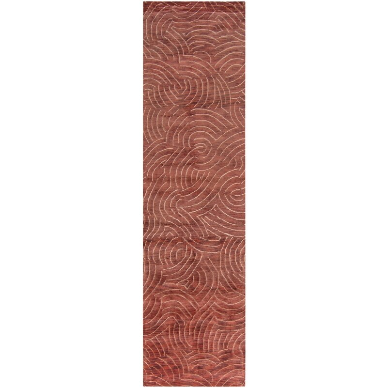 Shop Hand Knotted Burgundy Royal Abstract Design Wool Area Rug 2