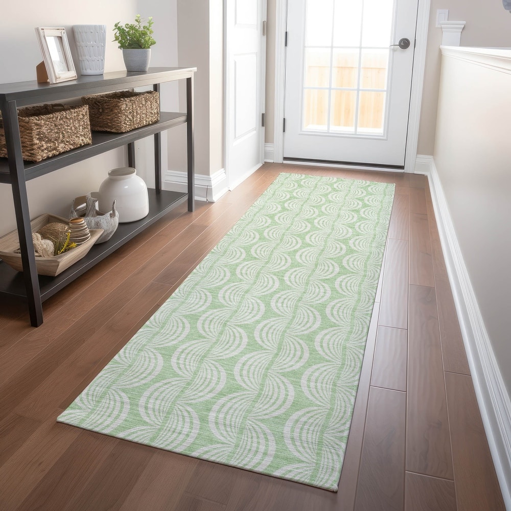 Machine Washable Indoor/ Outdoor Wavy Modern Chantille Rug