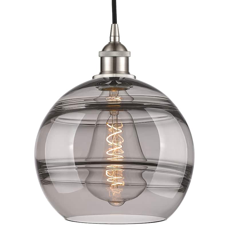 Innovations Lighting 616-1P 12 10 Rochester Pendant Rochester 10" Wide - Brushed Satin Nickel / Light Smoke