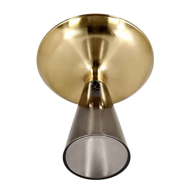 19-Inch Side Table Round Glass Tabletop End Table with Gold Iron Rim and Glass Base