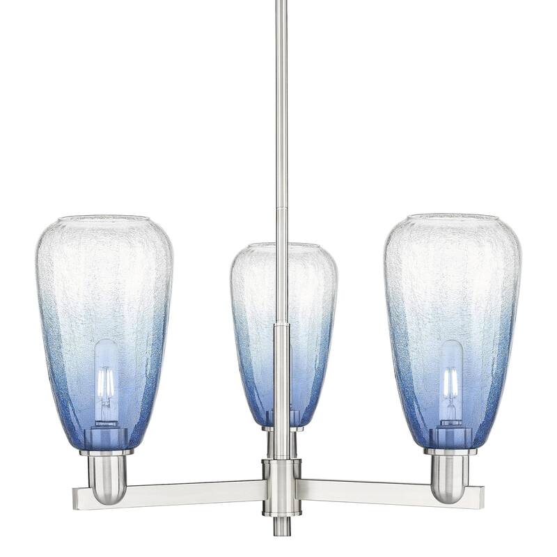 Innovations Lighting 716-3CR-9-18 Brookhaven Almond Chandelier - Satin Nickel / Sapphire Blue