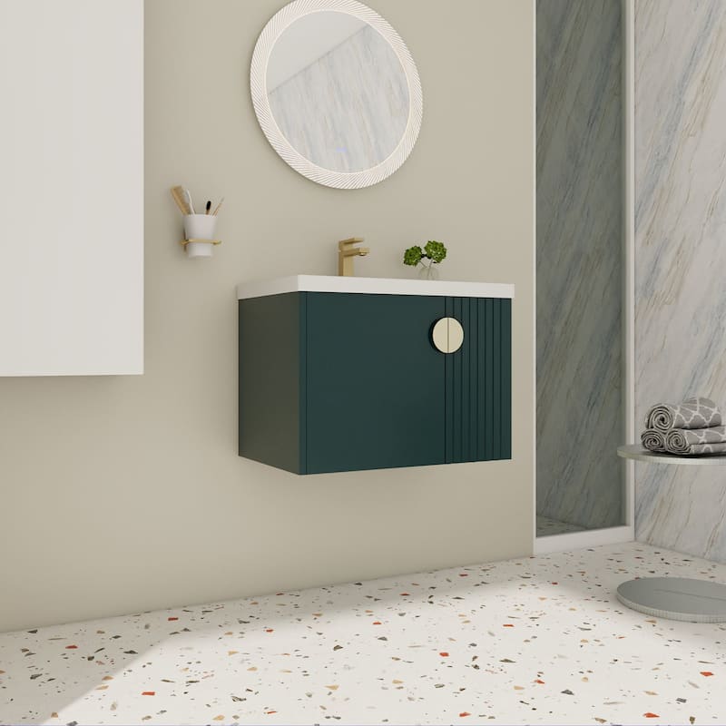 28 inch Wall Mounted Bathroom Vanity Set with Integrated Ceramic Sink