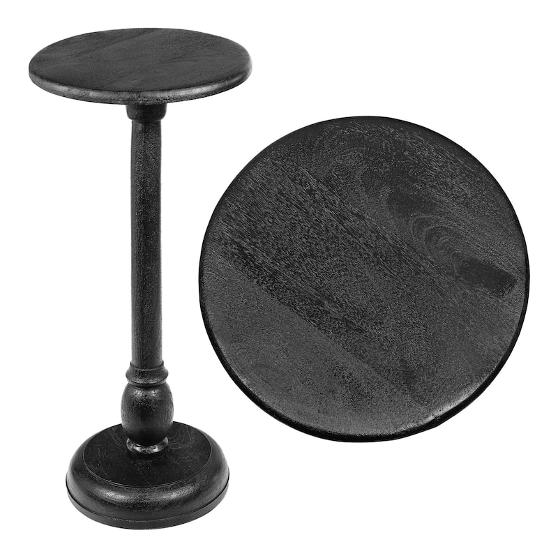 JONATHAN Y Leopold 24.5" Mango Wood Pedestal Round Drink Table and Decorative End Table