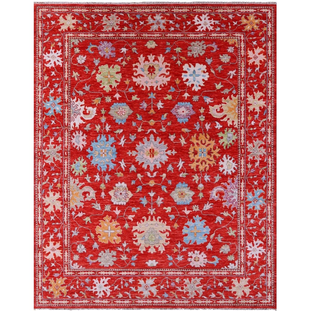 Golden Nile Red Turkish Oushak Handmade Wool Rug - 12' 2" X 15' 5"