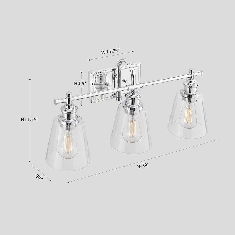 KAWOTI 3 Light Bathroom Vanity Light with Glass Shades