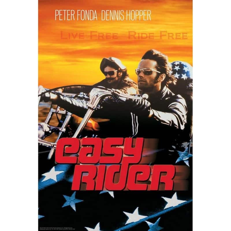 Easy Rider Live Free/Ride Free Art Poster - 24 x 36 Inch