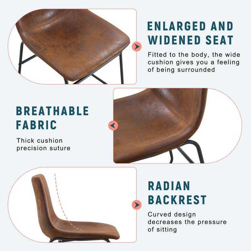 Retro Bar Chairs Set of 4, Modern Faux Leather High Bar Stools with Back and Metal Leg, Bar Chairs for Kitchen Island