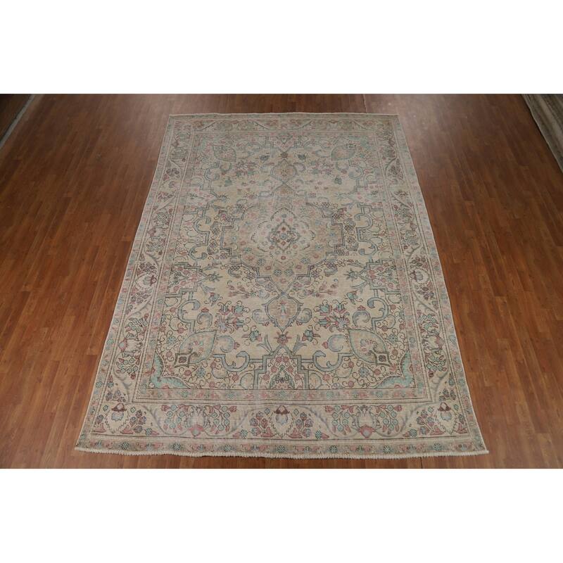 Medallion Tabriz Persian Area Rug Oriental Handmade Wool Carpet - 8'0"x 11'1"