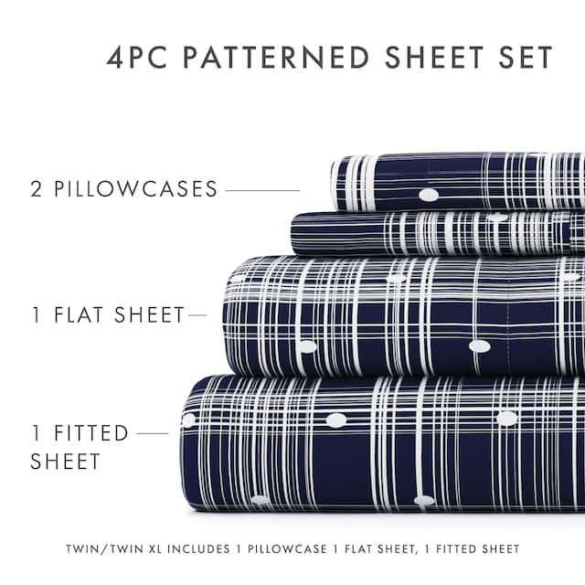 Becky Cameron Ultra Soft Printed 4-piece Deep Pocket Bed Sheet Set