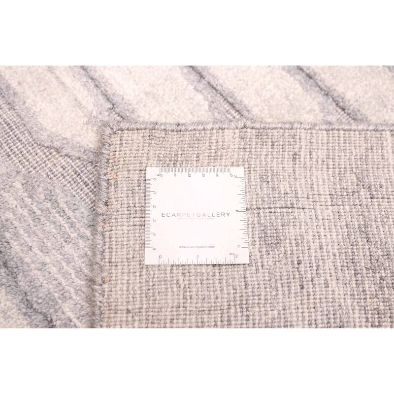 ECARPETGALLERY Hand Loomed Elysian Grey Silk Rug - 8'0 x 11'2