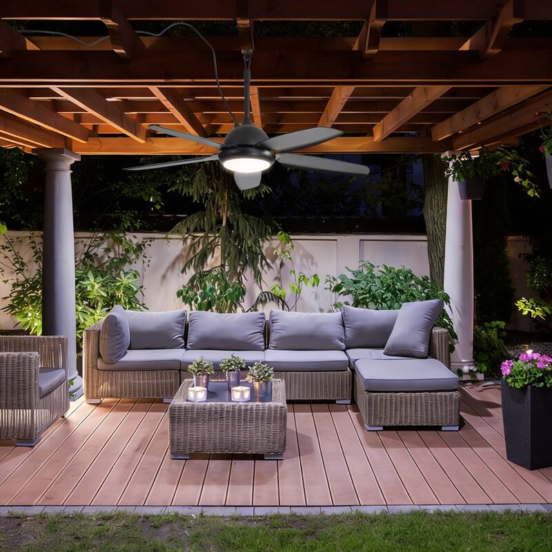 Sofucor 52 Inch Waterproof Outdoor Ceiling Fan with Lights and Remote,IP65 Hanging Gazebo Fan,Wet Rated Plug in Fan with Cord