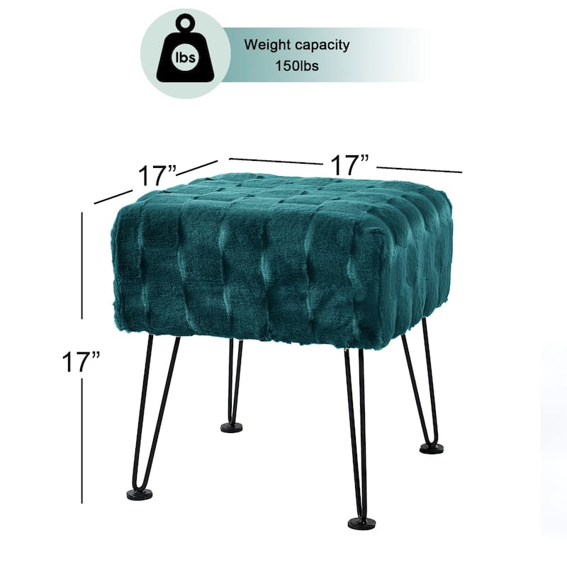 Home Soft Things Brick FauxFur Stool Soft Ottoman Furry Padded Seat