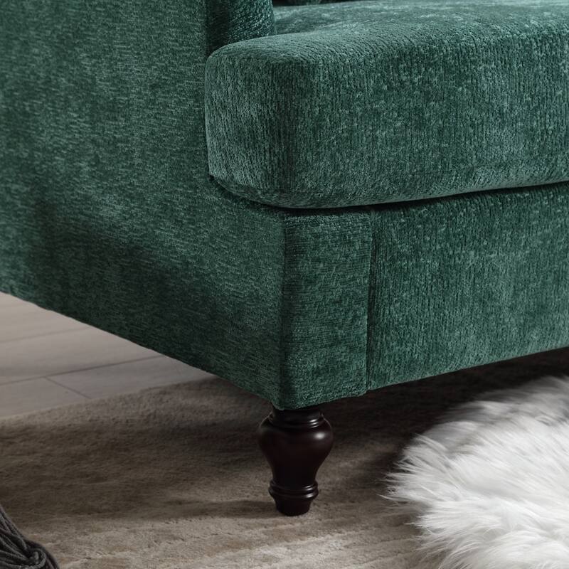 Chenille Fabric Loveseat Sofa, 2-Seater Sofa Couch with Extra Deep Seats, Upholstered Lounge Sofa with Wood Legs