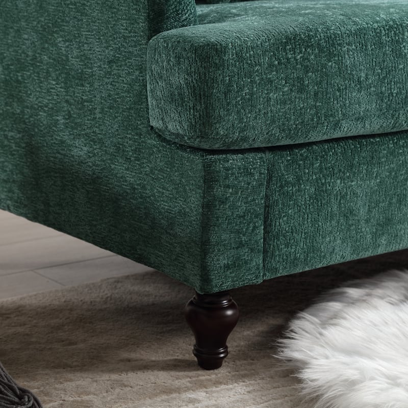 Green 68.9'' Chenille 2-Seater Sofa with Detachable Cushions and Wooden Legs