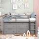 preview thumbnail 11 of 16, Full Size Wooden Loft Bed with Retractable Writing Desk and 4 Drawers, Lateral Portable Desk and Shelves