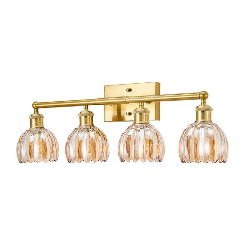 Modern Vintage Bathroom Vanity Light - Patterned Glass Shade E26 Bulb Base