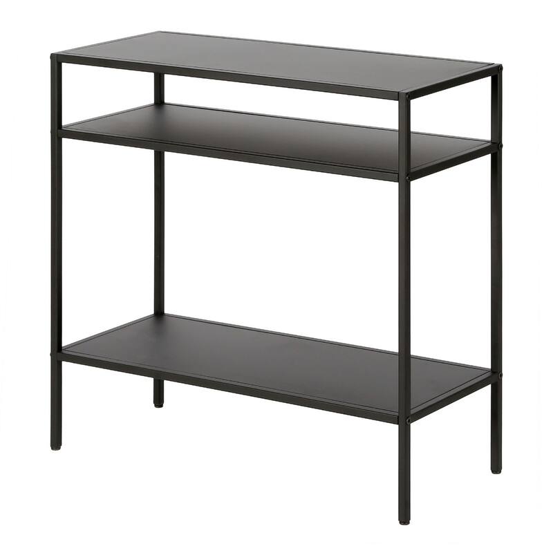 Modern 24'' Steel End Table with Shelves Rectangular Accent Table with Bronze Finish & Storage