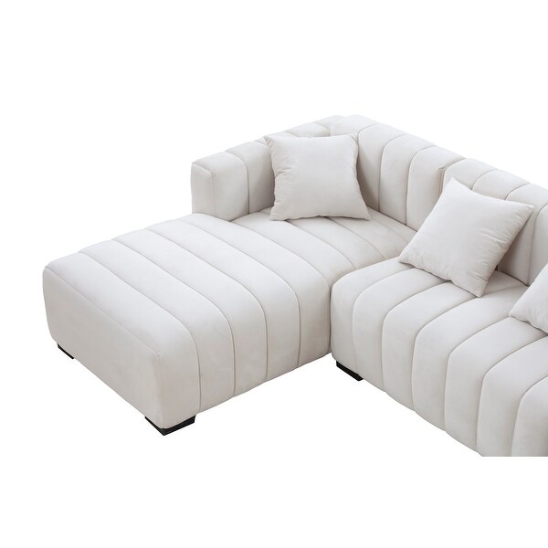 139'' Channel Tufted Sofa Velvet Upholstered Left Facing
