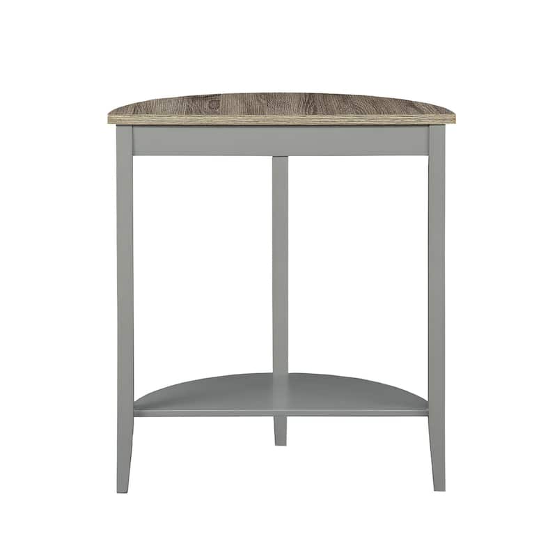 Half Moon Wooden Accent Table with 1 Bottom Shelf in Gray Oak and Gray Finish