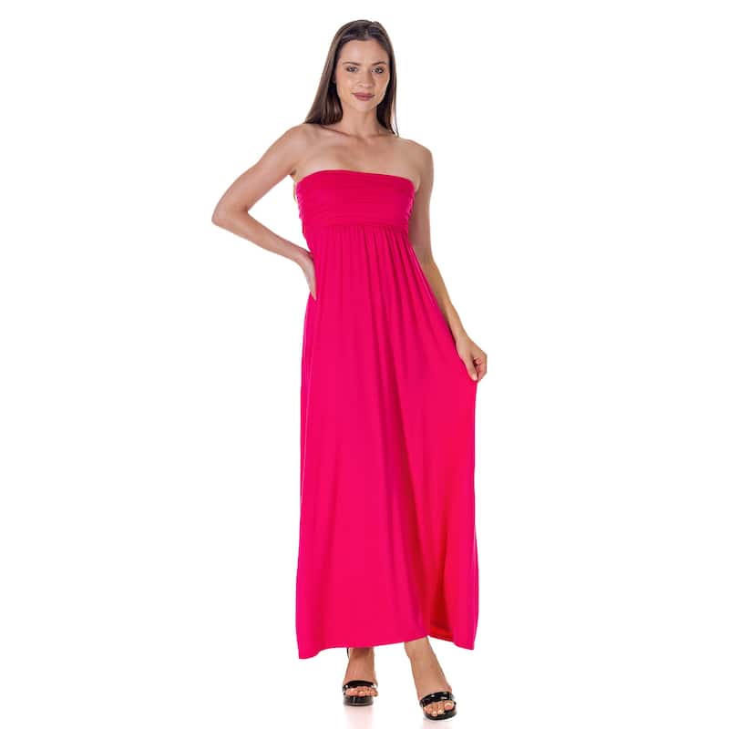 24seven Comfort Apparel Strapless Empire Waist Maxi Dress - Pink - XL